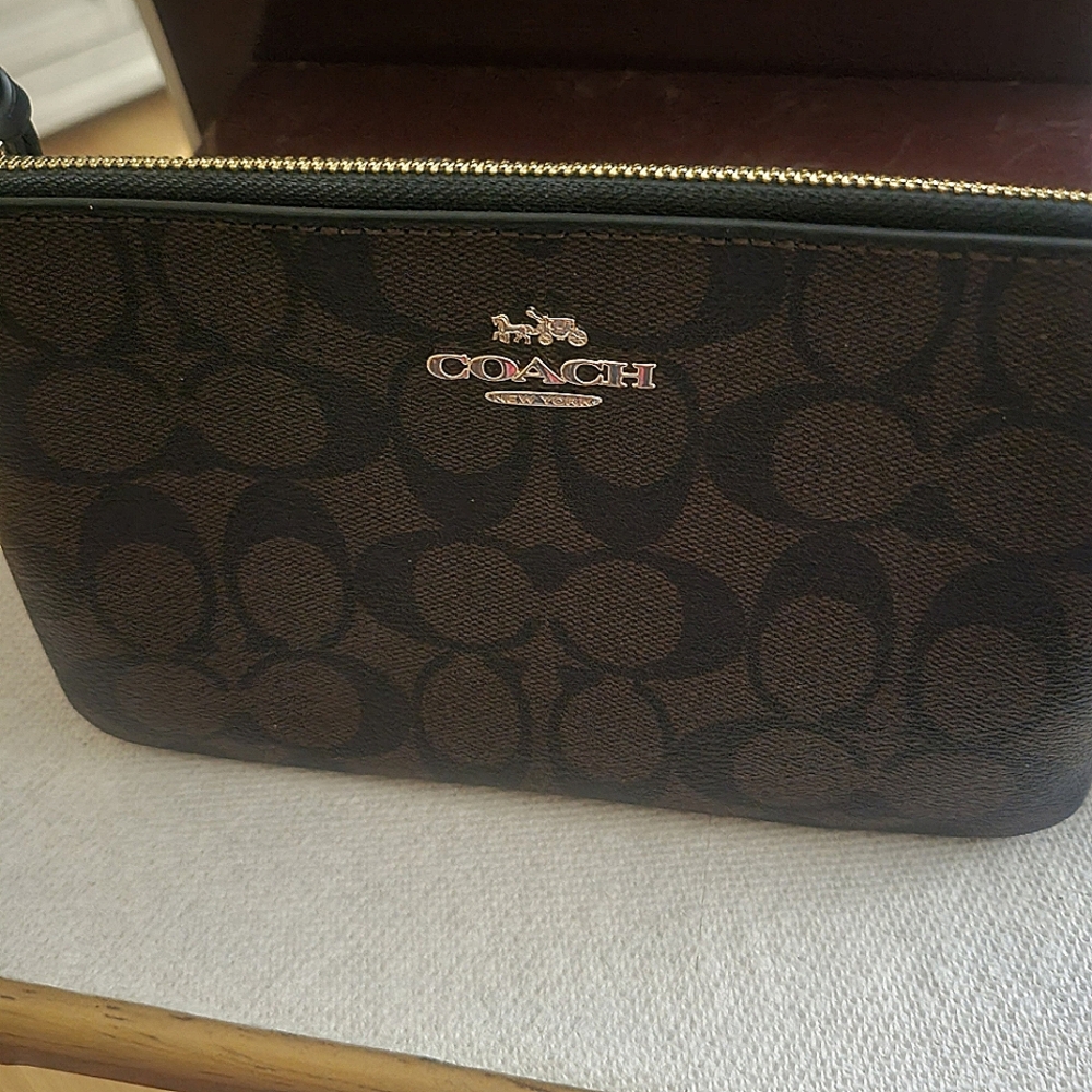 Coach Signature Brown and Black Pouch